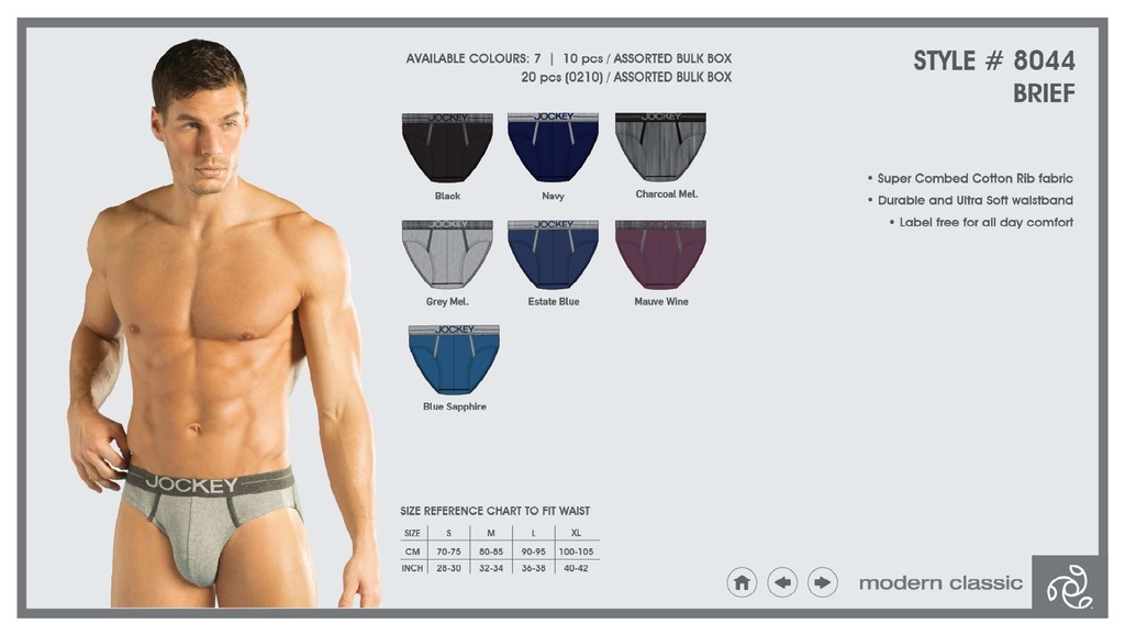[Jockey-Brief-8044-Size: S,Color: Assorted,Version: 2] Jockey-Brief-8044 (S)