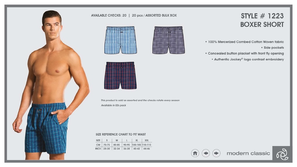 [Jockey-Boxer-1223-Size: M,Color: Assorted] Jockey-Boxer-1223 (M)