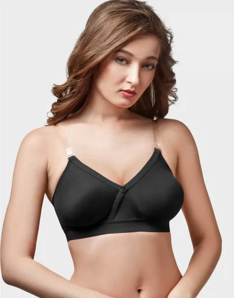 [Trylo-Bra-Alpa Stp-Size: 34,Cup: D,Color: Black] Trylo-Bra-Alpa Stp (34, D, Black)
