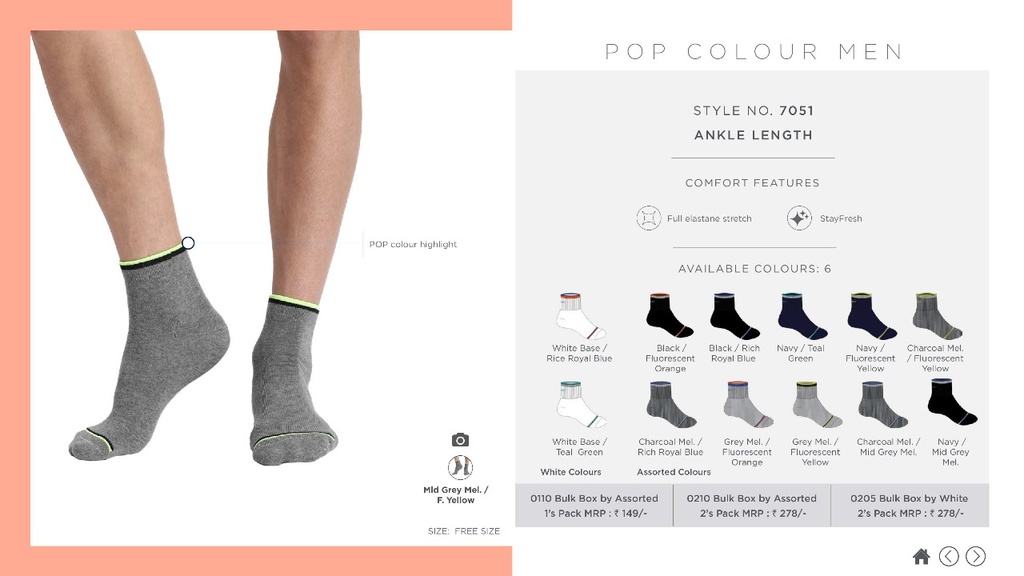 [Jockey-Socks Ankle-7051-Size: 18,Color: Assorted] Jockey-Socks Ankle-7051