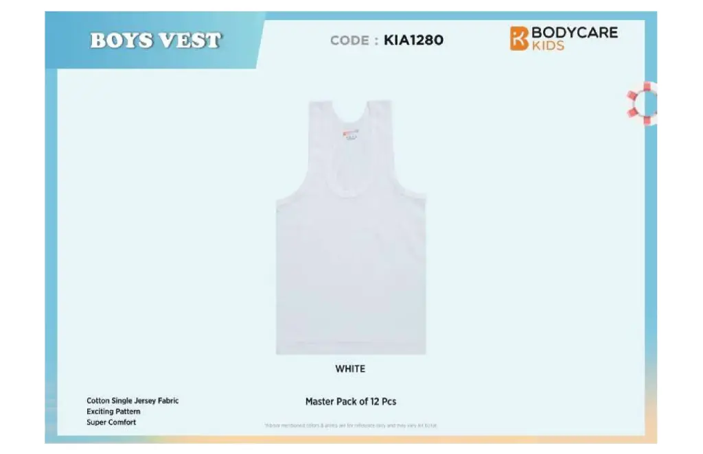 [Body Care-Boys Vest-KIA1280-Size: 60,Color: White] Body Care-Boys Vest-KIA1280 (60)