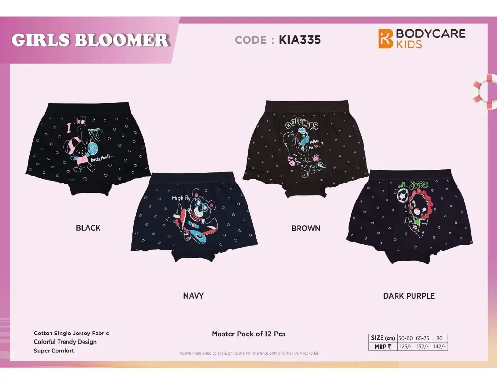 [Body Care-Girls Bloomer-KIA335 PC-Size: 60,Color: Assorted] Body Care-Girls Bloomer-KIA335 PC (60)