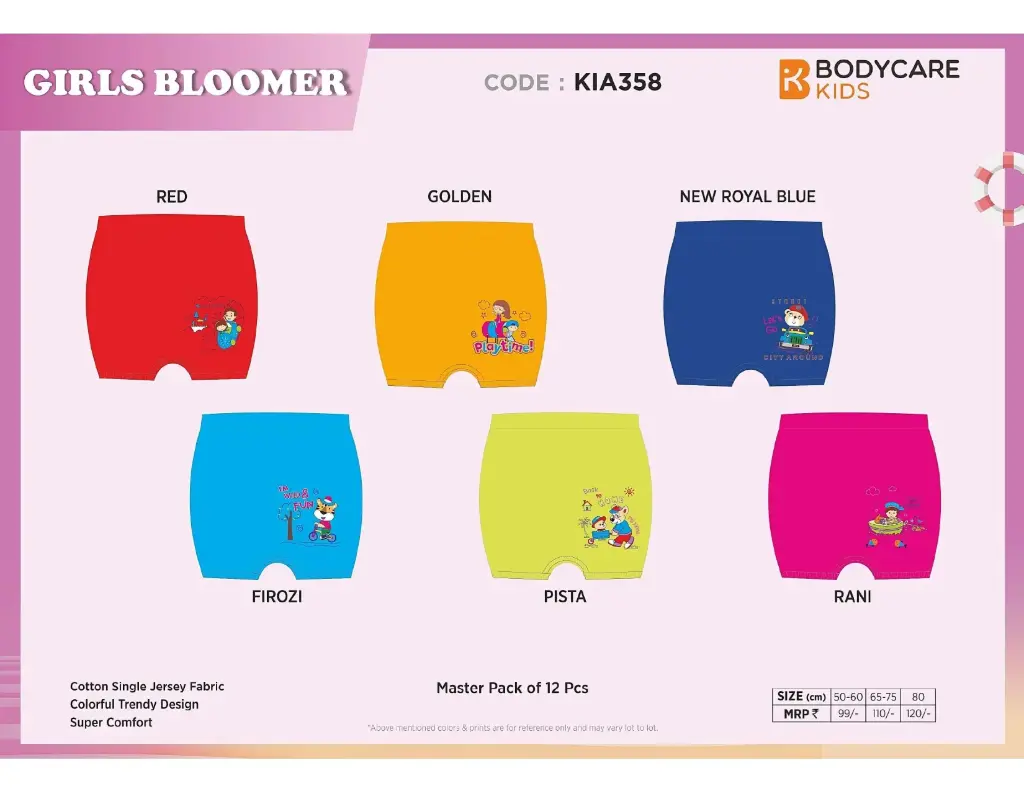 [Body Care-Girls Bloomer-KIA358 PC-Size: 60,Color: Assorted] Body Care-Girls Bloomer-KIA358 PC (60)