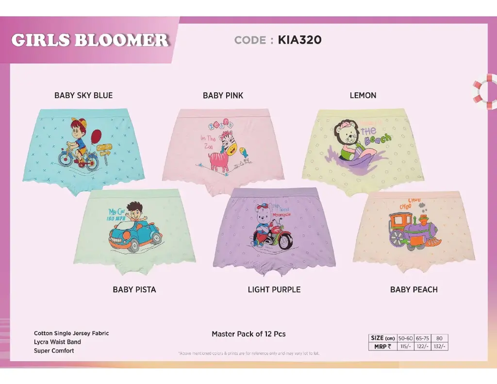 [Body Care-Girls Bloomer-KIA320 PK-Size: 65,Color: Assorted] Body Care-Girls Bloomer-KIA320 PK (65)