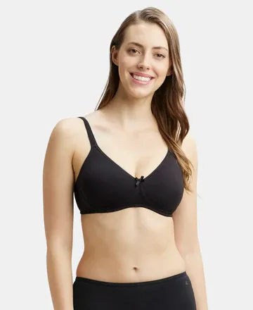 [Jockey-Bra Wire Free-1722-Size: 32,Cup: B,Color: Black,Version: 2024] Jockey-Bra Wire Free-1722 (32, B, Black, 2024)