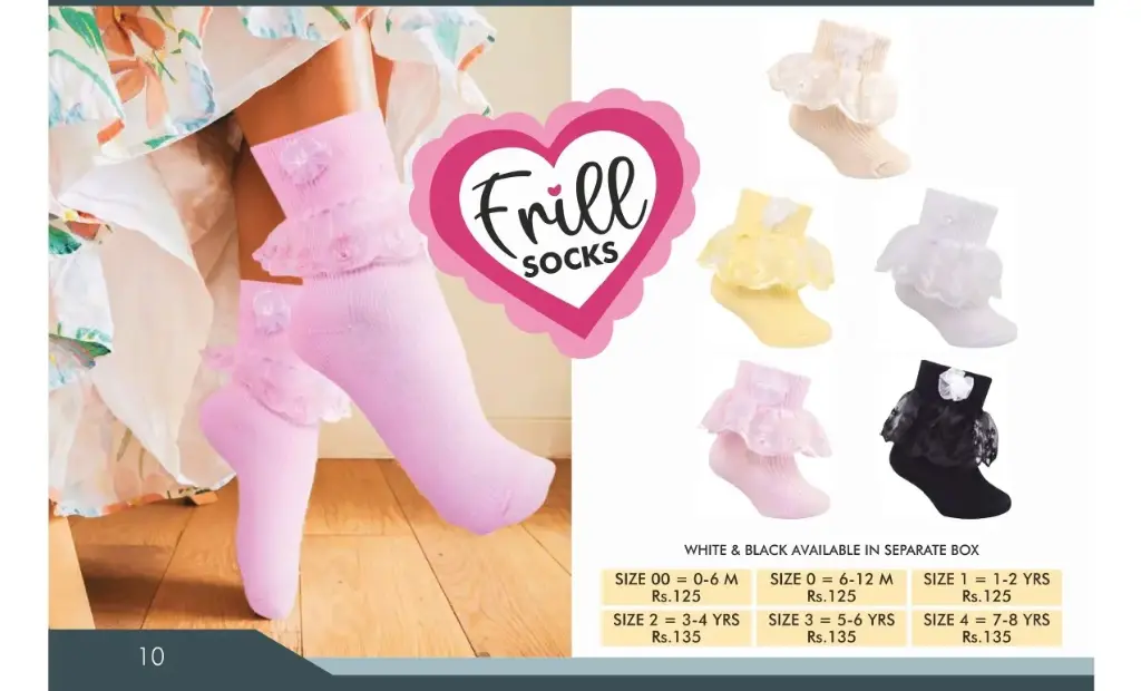 [Supersox-Infant Girls Socks Ankle-Frill-Size: 0-6 Months,Color: Assorted] Supersox-Infant Girls Socks Ankle-Frill (0-6 Months)