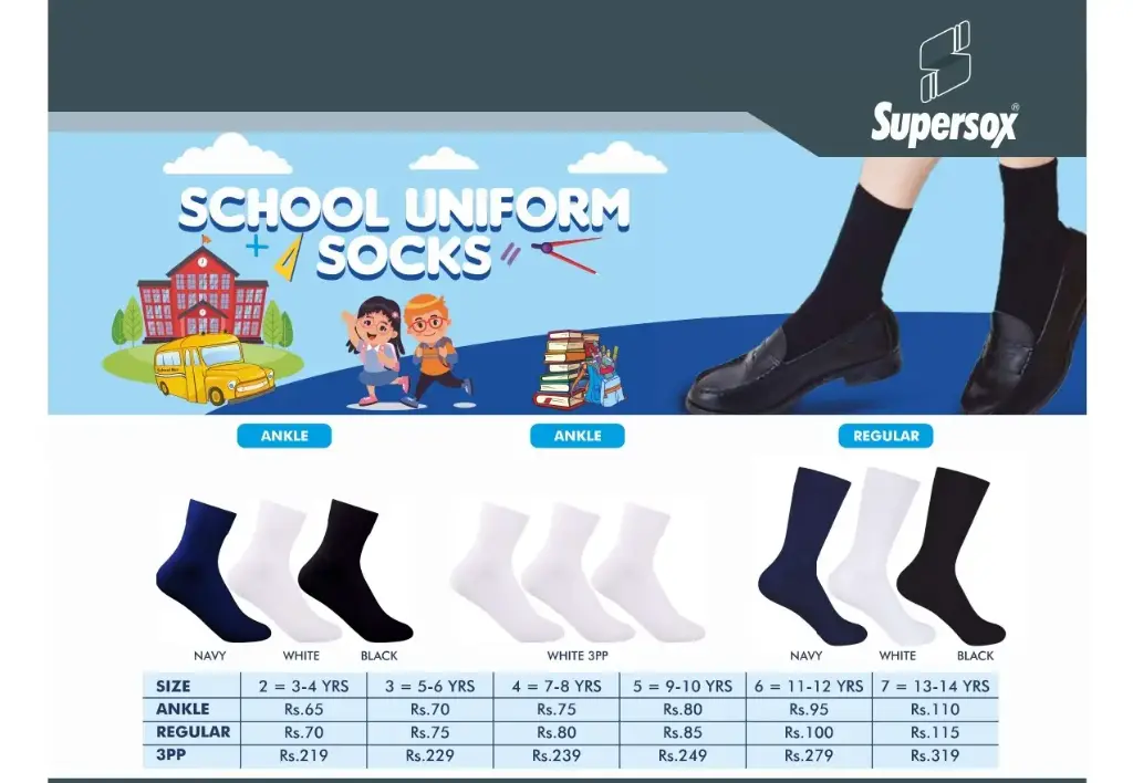 [Supersox-Kids Socks-School-Size: 1-2 Years,Color: Black] Supersox-Kids Socks-School (1-2 Years, Black)