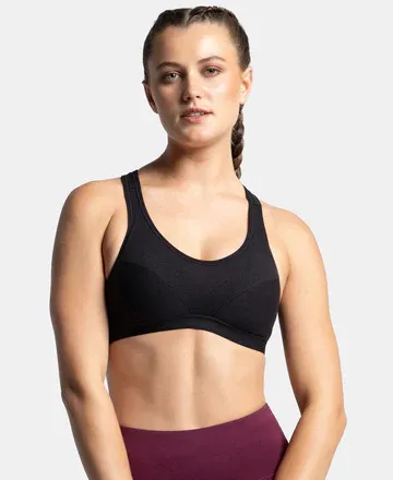 Jockey-Bra Sports-1378 (S, Black)