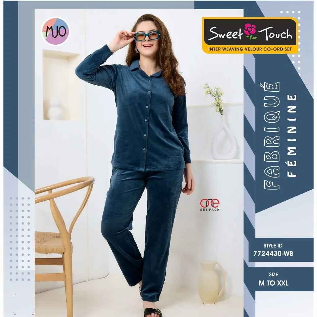 [Sweet Touch-Winter Front Open Shirt, Lower Set-7724430 WB-Size: M,Color: Assorted] Sweet Touch-Winter Front Open Shirt, Lower Set-7724430 WB (M)