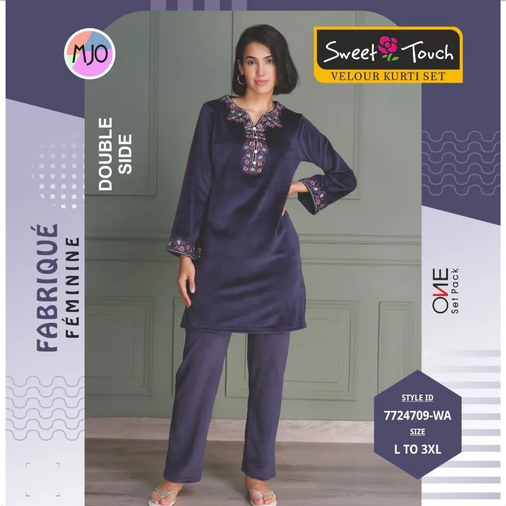 [Sweet Touch-Winter Kurti, Lower Set-7724709-Size: L,Color: Assorted] Sweet Touch-Winter Kurti, Lower Set-7724709 (L)