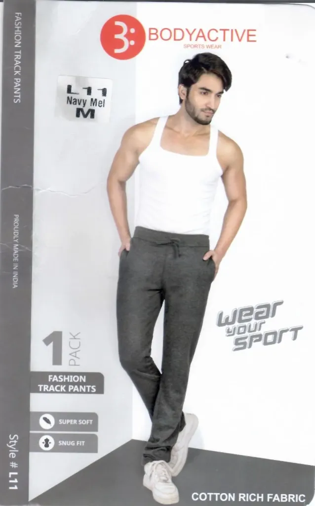 Body Care-Track Pants Bottom-L11 (M, Grey Mel)
