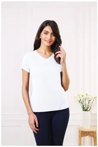 Vanheusen-T Shirt Half Sleeve-V Neck-55412 (M, Black)