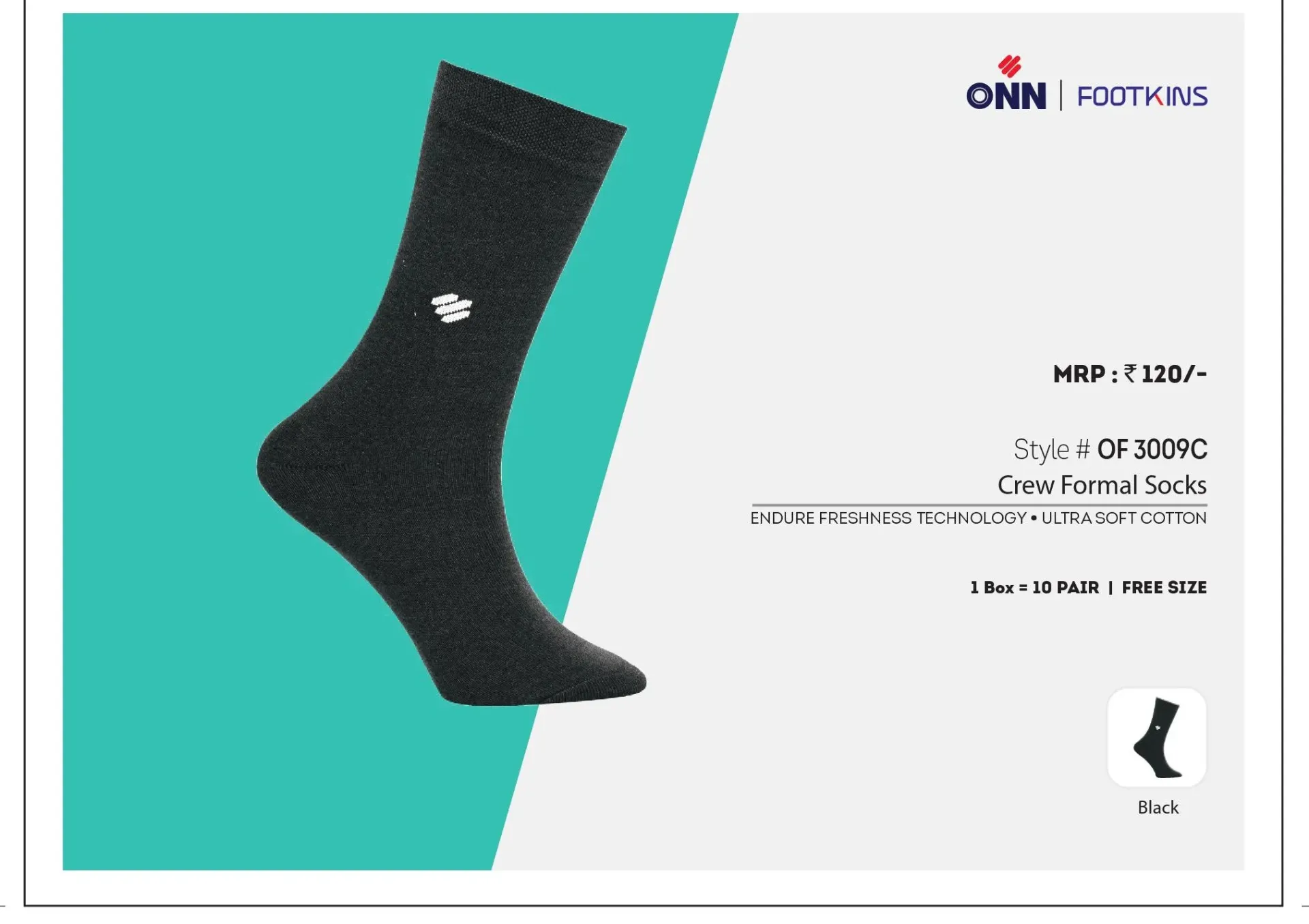 [Onn-Men Crew Socks-3009C-Size: FS,Color: Black] Onn-Men Crew Socks-3009C