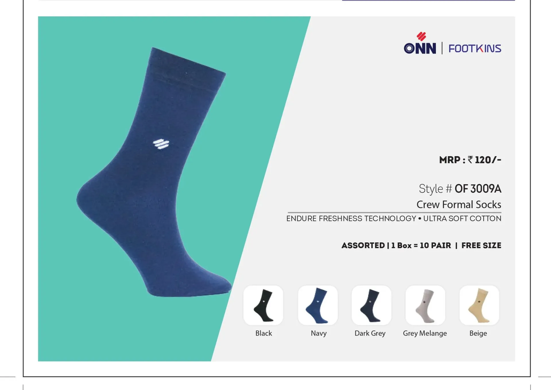 [Onn-Men Crew Socks-3009A-Size: FS,Color: Assorted] Onn-Men Crew Socks-3009A