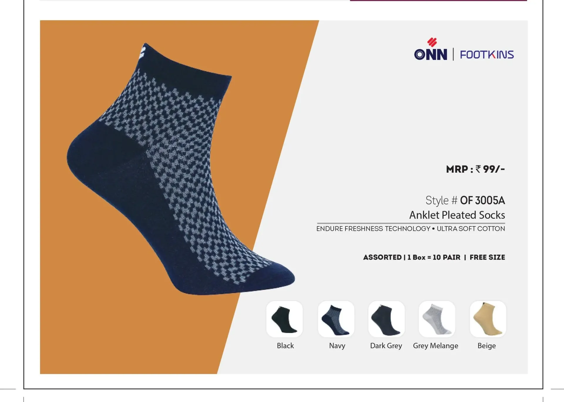 [Onn-Men Ankle Socks-3005A-Size: FS,Color: Assorted] Onn-Men Ankle Socks-3005A