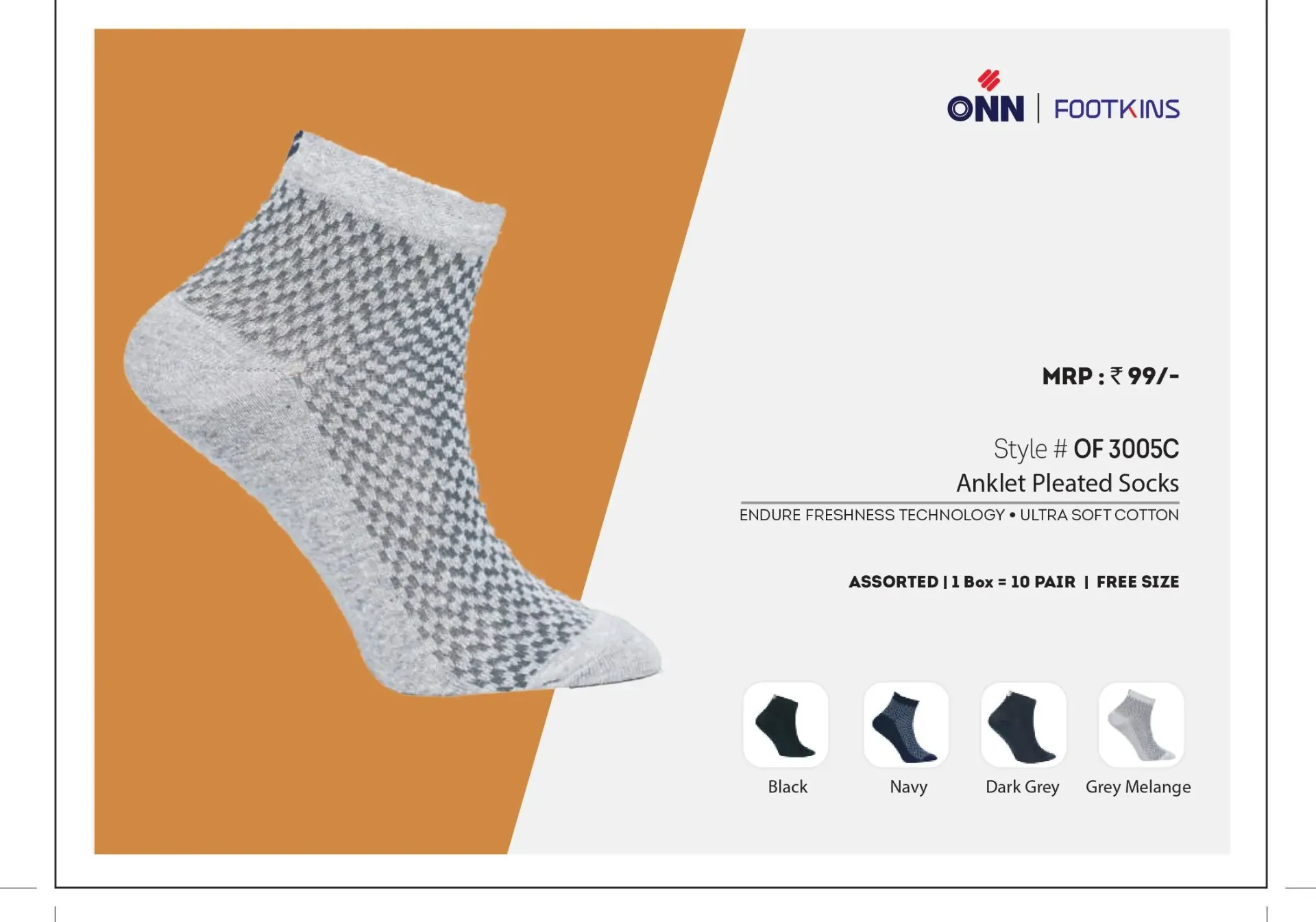 [Onn-Men Ankle Socks-3005C-Size: FS,Color: Assorted] Onn-Men Ankle Socks-3005C