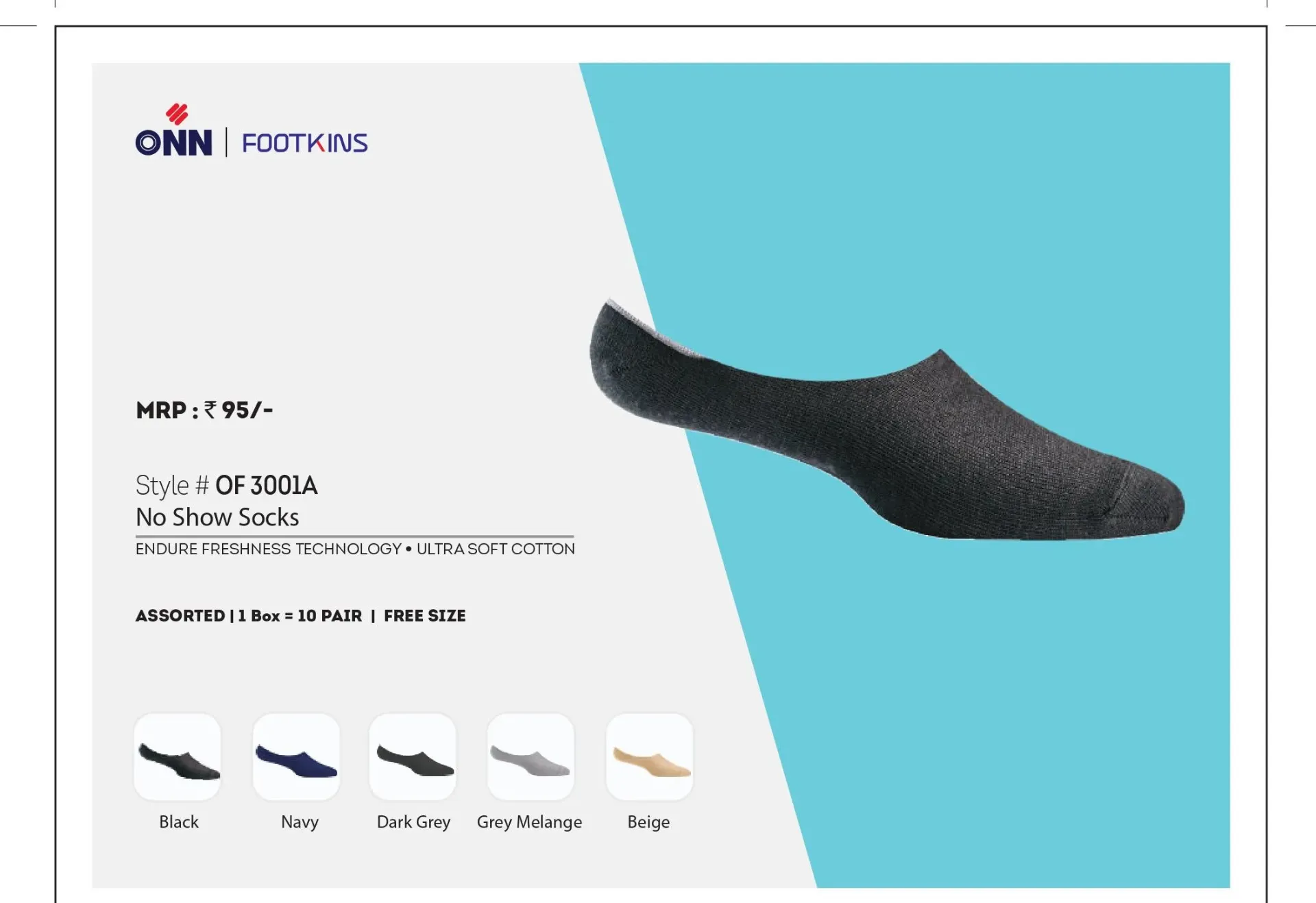 [Onn-Men Concealer Socks-3001-Size: FS,Color: Black] Onn-Men Concealer Socks-3001 (Black)