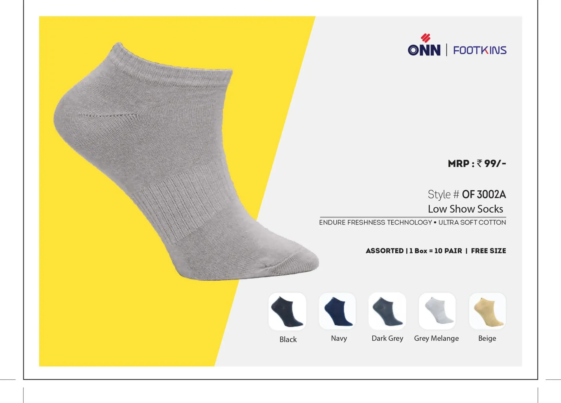 [Onn-Men Low Show-Socks-3002A-Size: FS,Color: Assorted] Onn-Men Low Show-Socks-3002A