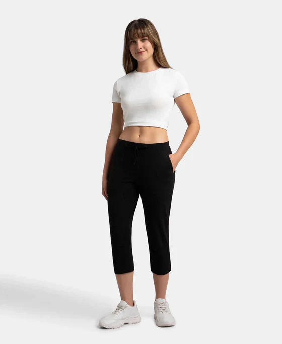 [Jockey-Capri-1300-Size: S,Color: Black] Jockey-Capri-1300 (S, Black)
